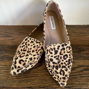 STEVE MADDEN Leopard Print Cowhide Feather Loafer Size 10